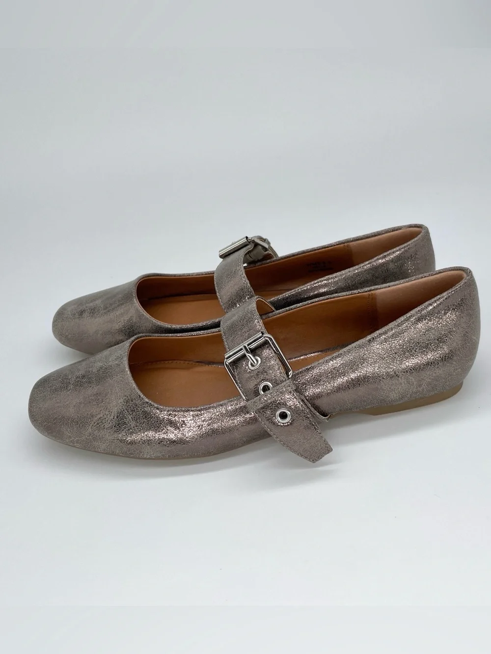 DV Dolce Vita Mellie Pewter Metallic Mary Jane Flats - Size 8.5 NWOB